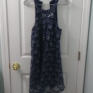Blue and silver dress with sequins
